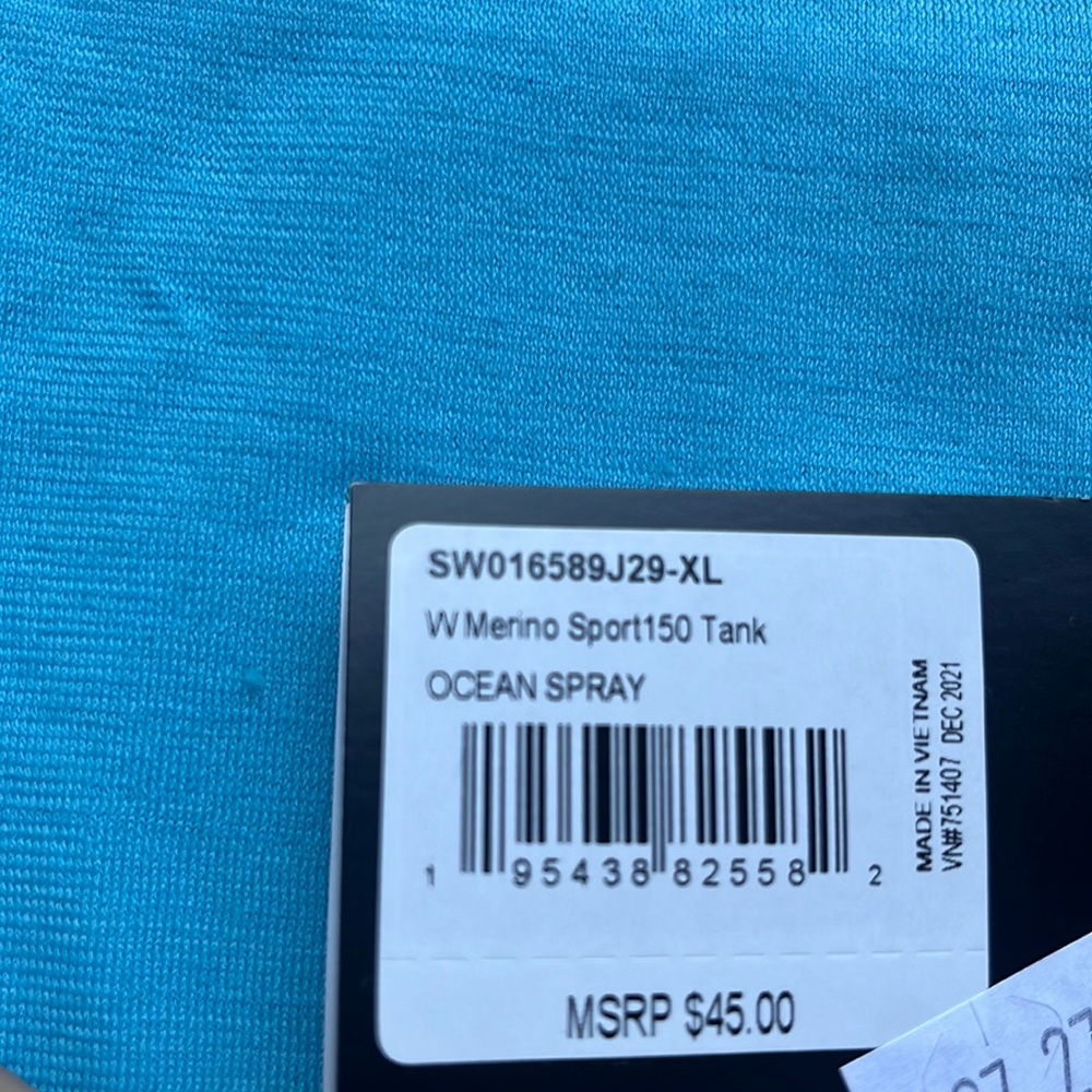 Smartwool Womens Merino Sport 150 Tank Ocean Spray Blue Size XL NWT - Picture 2 of 7